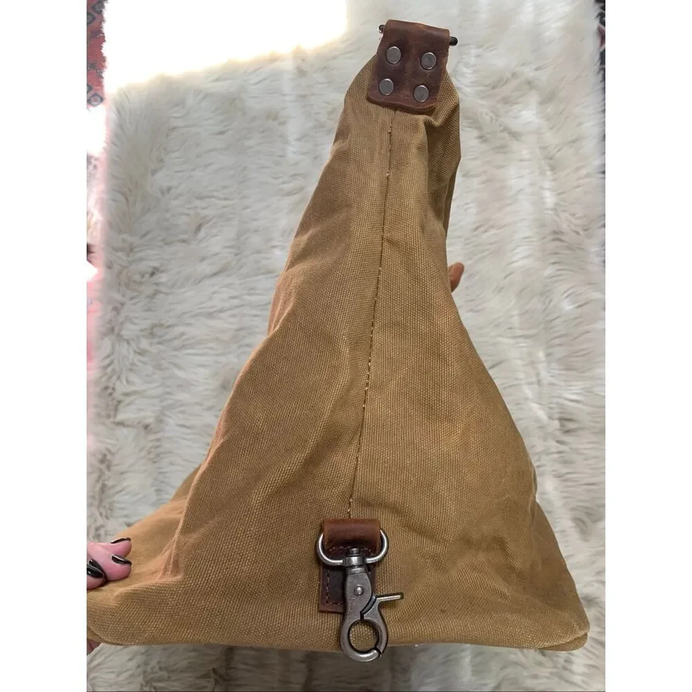 NEWHEY Carry On Duffel Bag Canvas/Genuine Leather Brown